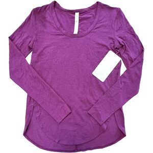 New Lululemon Love Scoop Long Sleeve Size 2 Heathered Grape Soft Top
